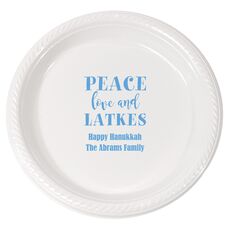 Peace Love And Latkes Plastic Plates