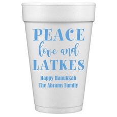 Peace Love And Latkes Styrofoam Cups