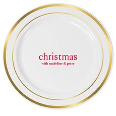 Big Word Christmas Premium Banded Plastic Plates