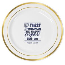 Let's Raise a Toast Premium Banded Plastic Plates