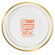 Let's Raise a Toast Premium Banded Plastic Plates
