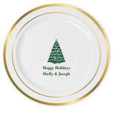 Christmas Tree Premium Banded Plastic Plates