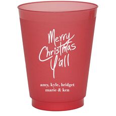 Fun Merry Christmas Y'all Colored Shatterproof Cups
