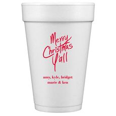 Fun Merry Christmas Y'all Styrofoam Cups