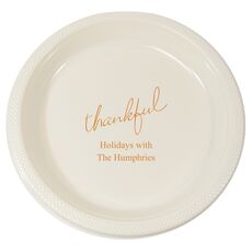 Expressive Script Thankful Plastic Plates
