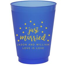 Confetti Dots Just Married Colored Shatterproof Cups