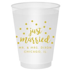 Confetti Dots Just Married Shatterproof Cups