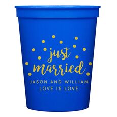Confetti Dots Just Married Stadium Cups