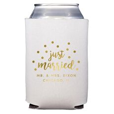 Confetti Dots Just Married Collapsible Koozies