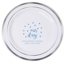 Confetti Dots Our Day Premium Banded Plastic Plates