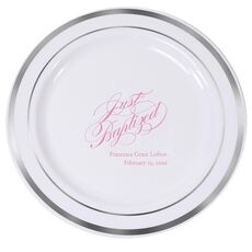 Romantic Just Baptized Premium Banded Plastic Plates