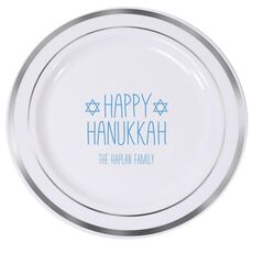 Hanukkah Jewish Stars Premium Banded Plastic Plates
