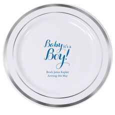 Baby It's A Boy Premium Banded Plastic Plates