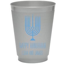 Happy Hanukkah Menorah Colored Shatterproof Cups