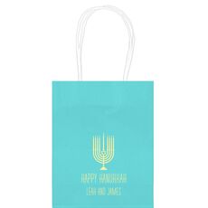 Happy Hanukkah Menorah Mini Twisted Handled Bags