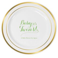 Baby It's Twins Premium Banded Plastic Plates