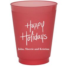 Fun Happy Holidays Colored Shatterproof Cups