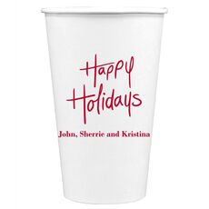 Fun Happy Holidays Paper Coffee Cups