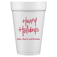 Fun Happy Holidays Styrofoam Cups