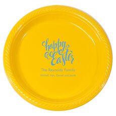 Calligraphy Happy Easter Plastic Plates