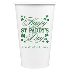 Happy St. Paddy's Day Clover Paper Coffee Cups