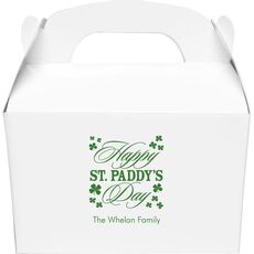 Happy St. Paddy's Day Clover Gable Favor Boxes