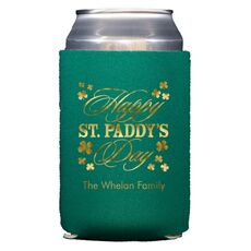 Happy St. Paddy's Day Clover Collapsible Koozies