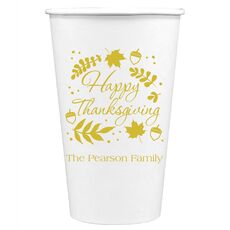 Happy Thanksgiving Autumn Paper Coffee Cups