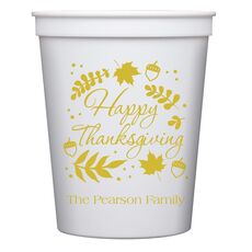 Happy Thanksgiving Autumn Stadium Cups