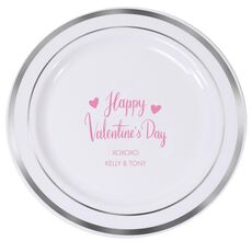 Happy Valentine's Day Premium Banded Plastic Plates