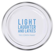 Light Laughter And Latkes Premium Banded Plastic Plates