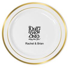 New Year's Countdown Premium Banded Plastic Plates