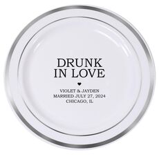 Drunk in Love Heart Premium Banded Plastic Plates