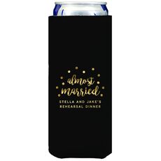 Confetti Dots Almost Married Collapsible Slim Koozies