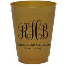 Fancy Script Monogram with Text Colored Shatterproof Cups