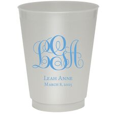 Fancy Script Monogram with Text Colored Shatterproof Cups