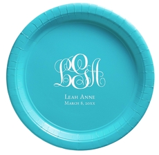 Fancy Script Monogram with Text Paper Plates