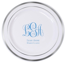 Fancy Script Monogram with Text Premium Banded Plastic Plates