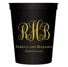 Fancy Script Monogram with Text Stadium Cups