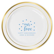 Confetti Dots Our Love Premium Banded Plastic Plates