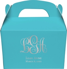 Fancy Script Monogram with Text Gable Favor Boxes