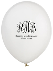 Fancy Script Monogram with Text Latex Balloons