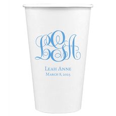 Fancy Script Monogram with Text Paper Coffee Cups