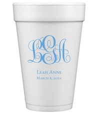 Fancy Script Monogram with Text Styrofoam Cups