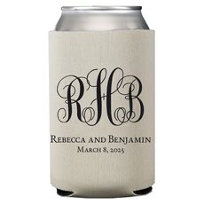 Fancy Script Monogram with Text Collapsible Koozies