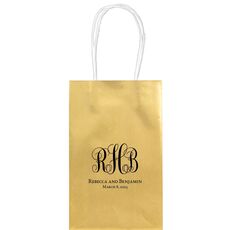 Fancy Script Monogram with Text Medium Twisted Handled Bags