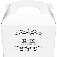 Courtyard Scroll with Initials Gable Favor Boxes