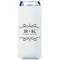 Courtyard Scroll with Initials Collapsible Slim Koozies
