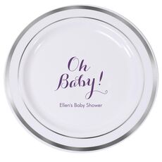 Elegant Oh Baby Premium Banded Plastic Plates