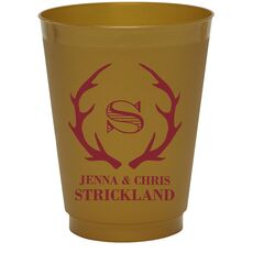 Large Initial Antlers Colored Shatterproof Cups